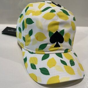 NWT Kate Spade Lemon Print Ladies Summer Cap with elastic back.